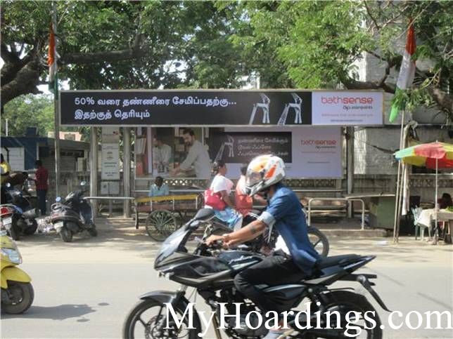 Best OOH Ad agency in Chennai, Bus Shelter Advertising Company at West Mugapair Bus Stop 1 in Chennai